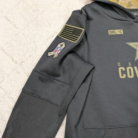 Dallas Cowboys Hoodie Youth L Black Nike Salute to Service NFL Sideline Boys - Picture 3 of 9